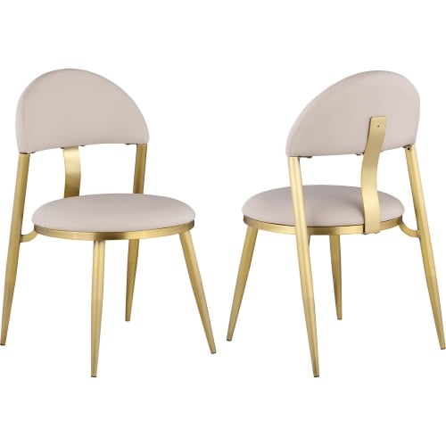 Kiana Dining Chair in Taupe Leatherette & Brushed Gold Steel (Set of 2)